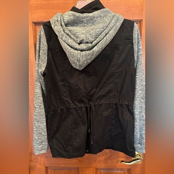 The Findery Drawstring Waist Full Zip Hoodie Sweater Jacket Gray/Black Size M - Picture 3 of 3